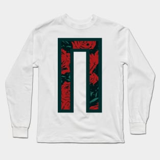 Modern Rose Floral Initial Name Alphabet - Letter N Long Sleeve T-Shirt